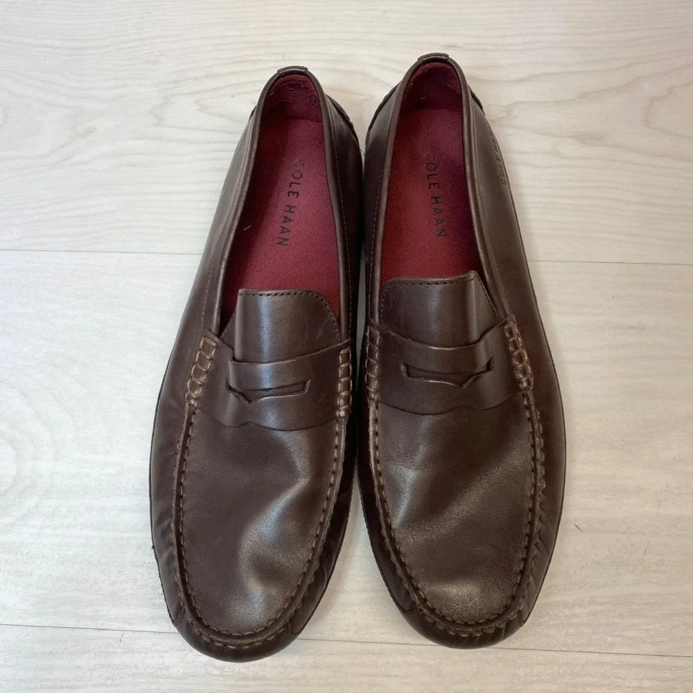 Cole Haan Mens 12 M Gunnison Driver Loafers Penny Leather Brown C40448 Slip On